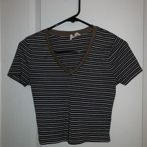 striped v-neck shirt